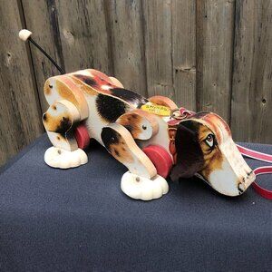 Vintage 1961 Fisher Price Snoopy Sniffer Wooden Dog Pull Along Toy
